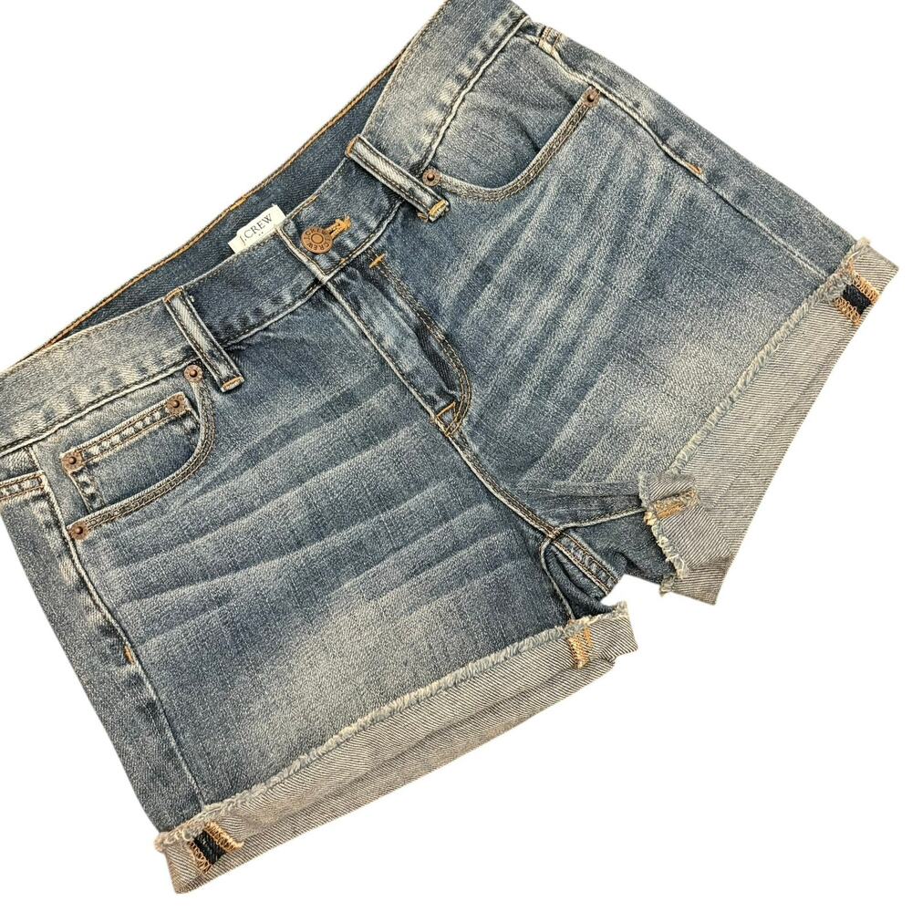 J Crew NEW Women's Medium Wash Denim Cuffed Jean Shorts 25